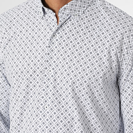 Classic Series - Chemise Manches Longues Blanc Bleu Marine