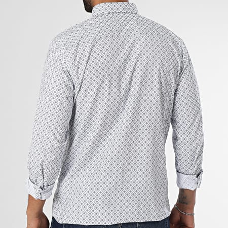 Classic Series - Chemise Manches Longues Blanc Bleu Marine