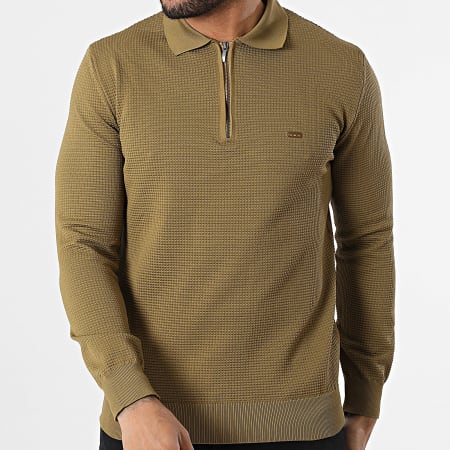 Classic Series - Pull Col Zippé Vert Kaki