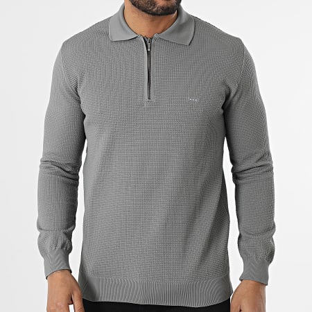 Classic Series - Pull Col Zippé Gris Anthracite