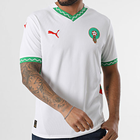 Puma - Camiseta réplica con cuello en V de Marruecos FRMF 777706 Blanca