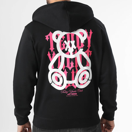 Teddy Yacht Club - Sweat Zippé Capuche Street Roll Rose Fluo Noir