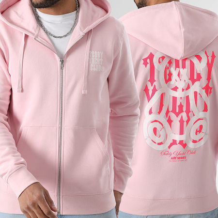 Teddy Yacht Club - Sweat Zippé Capuche Street Roll Rose Fluo Rose