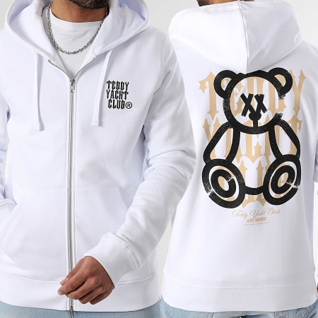 Teddy Yacht Club - Sweat Zippé Capuche Street Roll Beige Blanc