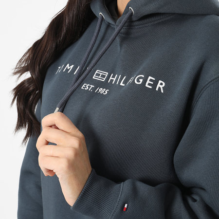 Tommy Hilfiger - Sweat Capuche Femme Corp Logo 3598 Gris Anthracite