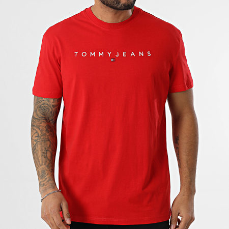 Tommy Jeans - Camiseta Logo Linear 0744 Rojo