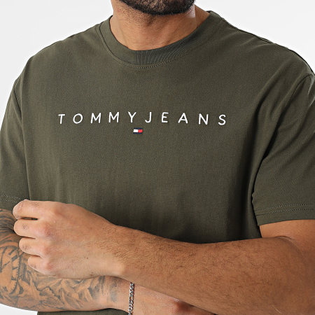 Tommy Jeans - Tee Shirt Linear Logo 0744 Vert Kaki