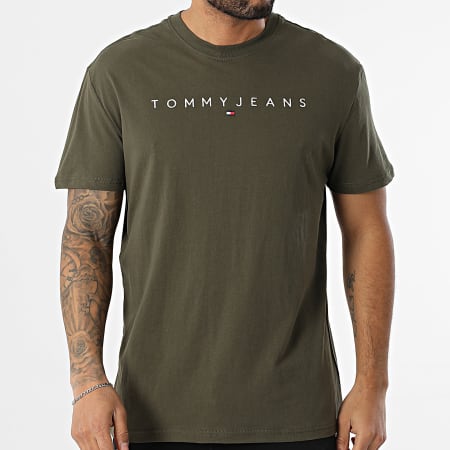 Tommy Jeans - Tee Shirt Linear Logo 0744 Vert Kaki
