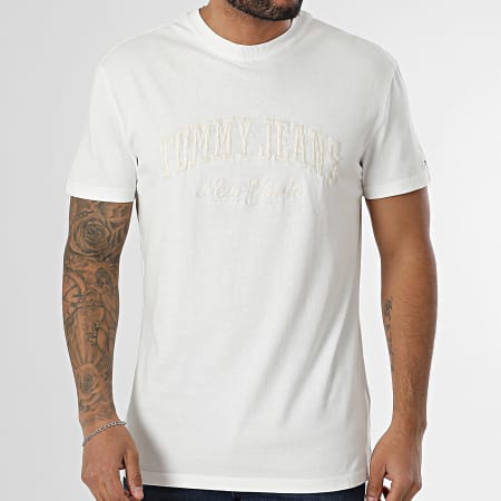 Tommy Jeans - Tee Shirt Vintage Varsity 0356 Blanc