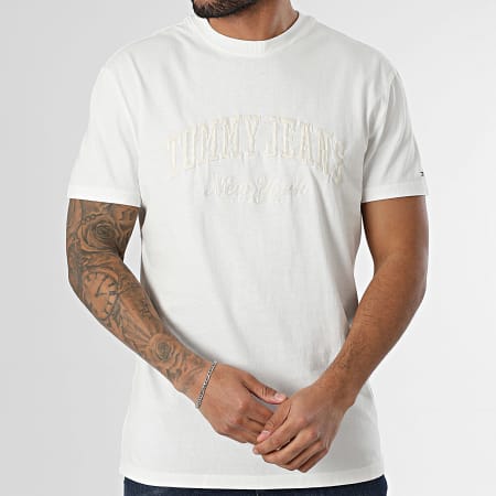 Tommy Jeans - Tee Shirt Vintage Varsity 0356 Blanc