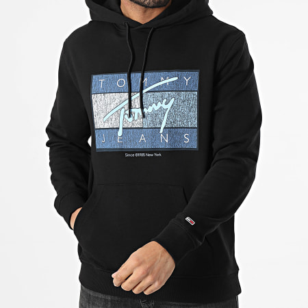 Tommy Jeans - Sudadera con capucha Flag Twist 1100 Negra