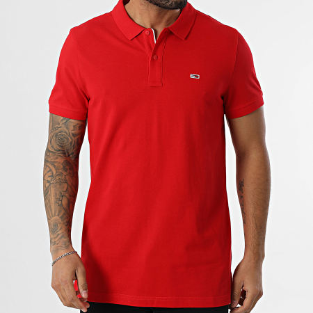 Tommy Jeans - Polo Manches Courtes Slim Placket 8312 Rouge