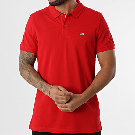 Tommy Jeans - Polo Manches Courtes Slim Placket 8312 Rouge