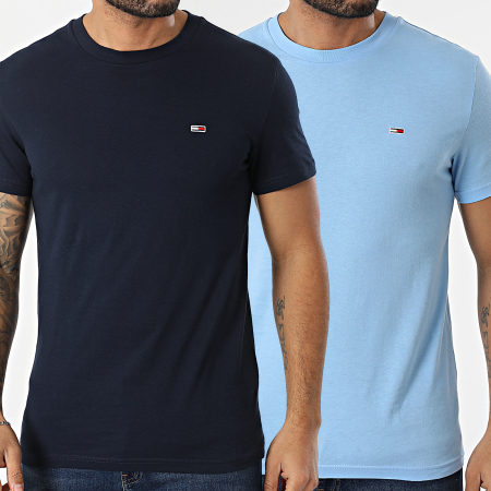 Tommy Jeans - Lot De 2 Tee Shirts Jersey 0687 Bleu Clair Bleu Marine