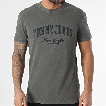 Tommy Jeans - Tee Shirt Slim Linear Chest 1188 Gris Anthracite
