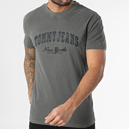 Tommy Jeans - Tee Shirt Slim Linear Chest 1188 Gris Anthracite
