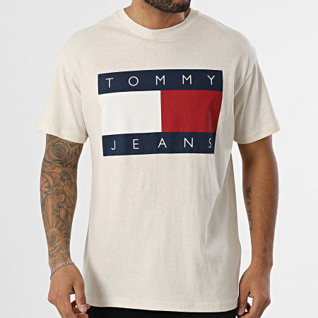 Tommy Jeans - Camiseta Melange Big Flag 0345 Beige