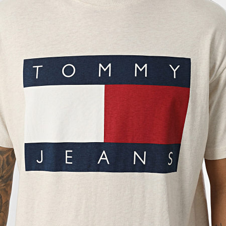 Tommy Jeans - Camiseta Melange Big Flag 0345 Beige