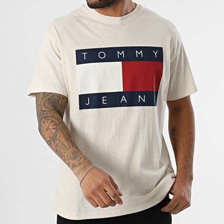 Tommy Jeans - Camiseta Melange Big Flag 0345 Beige