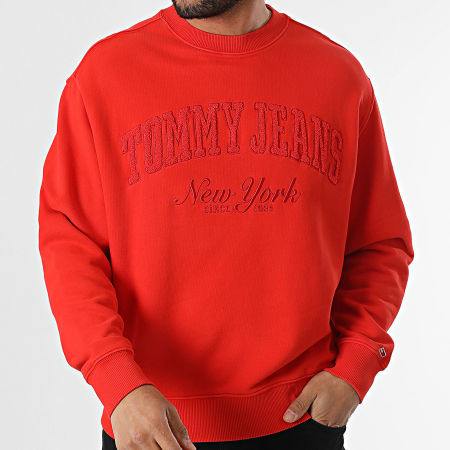 Tommy Jeans - Sweat Crewneck Vintage Varsity 0262 Rouge