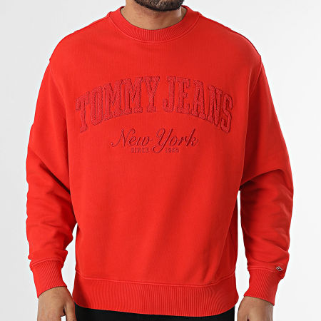 Tommy Jeans - Sweat Crewneck Vintage Varsity 0262 Rouge