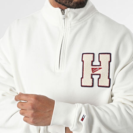 Tommy Jeans - Cuello con cremallera Sudadera Toalla Parche 1263 Blanco
