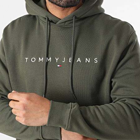 Tommy Jeans - Sudadera con capucha Logo Linear 0746 Verde caqui