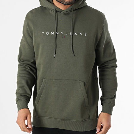 Tommy Jeans - Sudadera con capucha Logo Linear 0746 Verde caqui