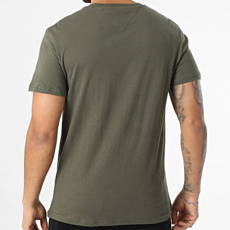 Tommy Jeans - Tee Shirt Slim Linear Chest 1188 Vert Kaki