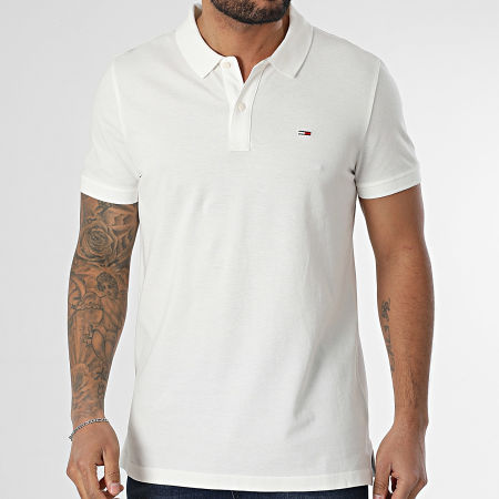Tommy Jeans - Polo Manches Courtes Slim Placket 8312 Blanc