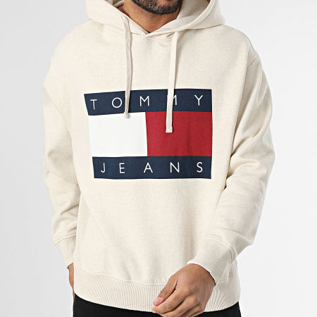 Tommy Jeans - Sweat Capuche Melange Flag 1174 Beige Clair