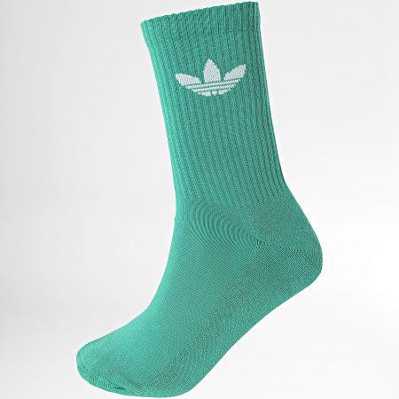 Adidas Originals - Lot De 6 Paires De Chaussettes Trefoil Crew JI9504 Blanc Vert Bordeaux Bleu