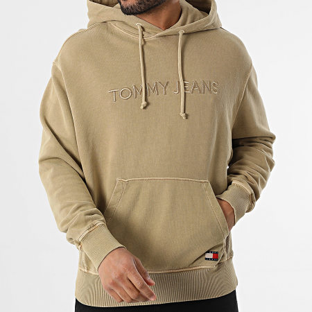 Tommy Jeans - Sweat Capuche Label 0639 Beige Foncé