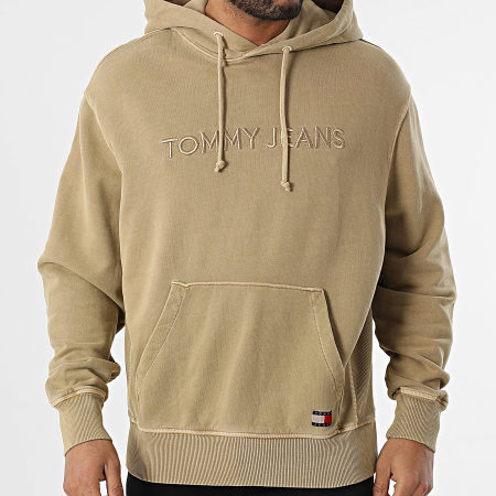 Tommy Jeans - Sweat Capuche Label 0639 Beige Foncé