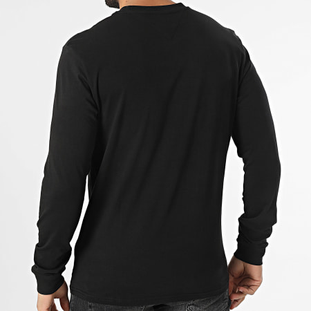 Tommy Jeans - Tee Shirt Manches Longues Slim Linear Chest 1138 Noir