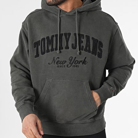 Tommy Jeans - Sweat Capuche Vintage Varsity 0263 Gris Anthracite