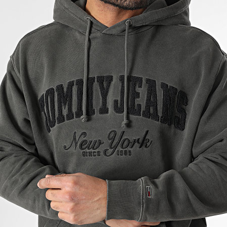 Tommy Jeans - Sweat Capuche Vintage Varsity 0263 Gris Anthracite