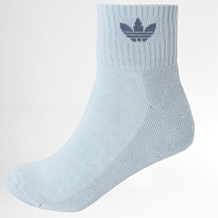 Adidas Originals - Lot De 3 Paires De Chaussettes Mid Ankle JI9494 Blanc Bleu Clair Vert Bouteille