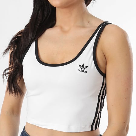 Adidas Originals - Débardeur A Bandes Crop Femme 3 Stripes JD4613 Blanc