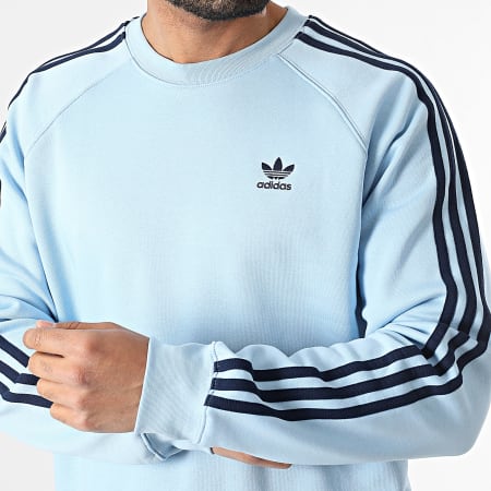 Adidas Originals - Sudadera de 3 rayas con cuello redondo JN7026 Azul claro