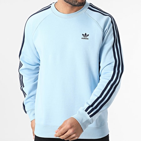 Adidas Originals - Sudadera de 3 rayas con cuello redondo JN7026 Azul claro