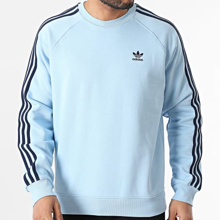 Adidas Originals - Sudadera de 3 rayas con cuello redondo JN7026 Azul claro