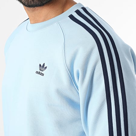 Adidas Originals - Sudadera de 3 rayas con cuello redondo JN7026 Azul claro