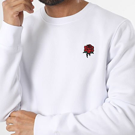 Luxury Lovers - Sweat Crewneck Embroidery Roses Blanc