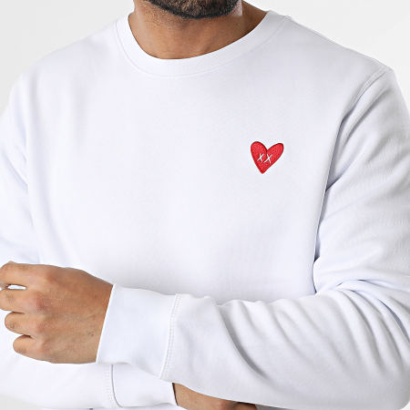 Crewneck Embroidery Heart Sweat White