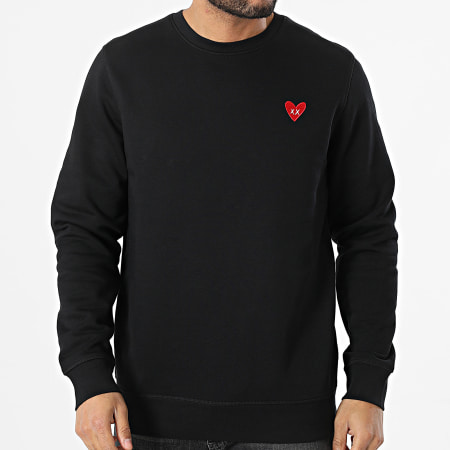Luxury Lovers - Sudadera Cuello Red Heart Embroidery Negro