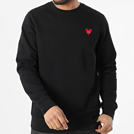 Luxury Lovers - Sudadera Cuello Red Heart Embroidery Negro