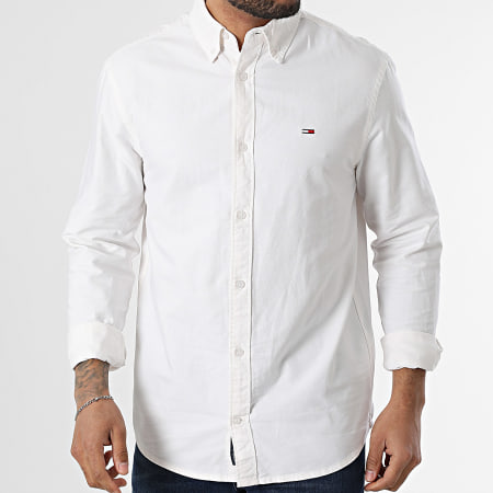 Tommy Jeans - Camisa Oxford Manga Larga Regular 0667 Blanca
