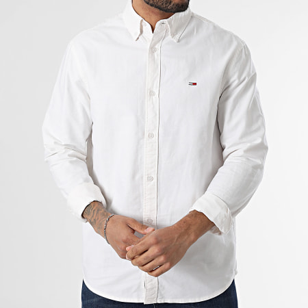 Tommy Jeans - Camisa Oxford Manga Larga Regular 0667 Blanca