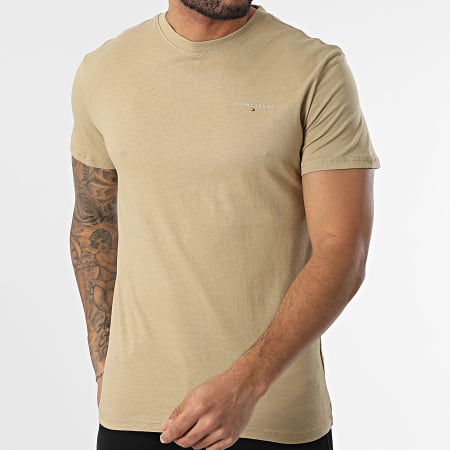 Tommy Jeans - Tee Shirt Slim Linear Chest 1188 Beige Foncé